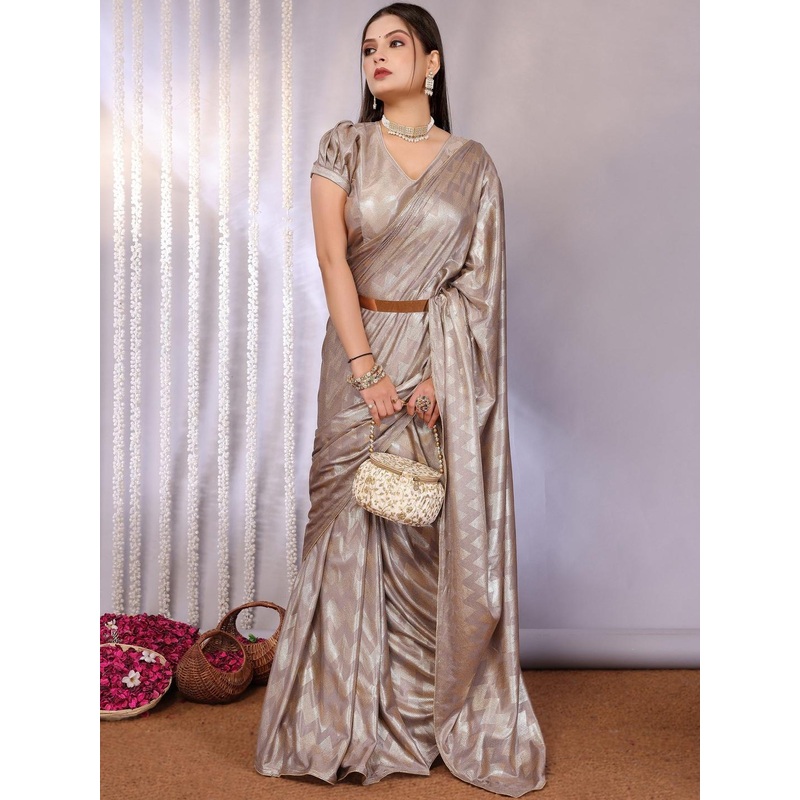 A.K. FABRICS Woven Design Ready to Wear Saree with Stitched Blouse