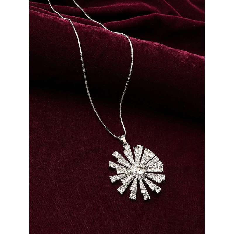 DressBerry Women Artificial-Stone Studded Charm Pendant With Chain