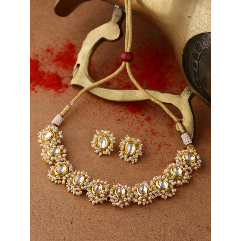 Voylla Women Gold-Plated Pearl Beaded Jewellery Set