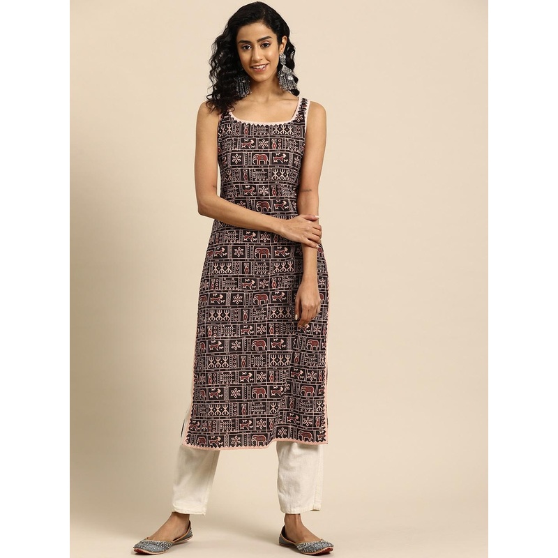 anayna Women Ethnic Motifs Printed Gotta Patti Kurta