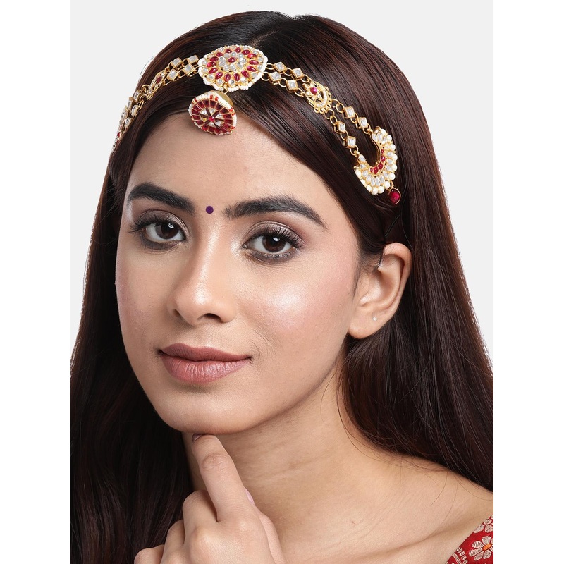 Anouk Gold-Plated Kundan-Studded Borla Matha Patti