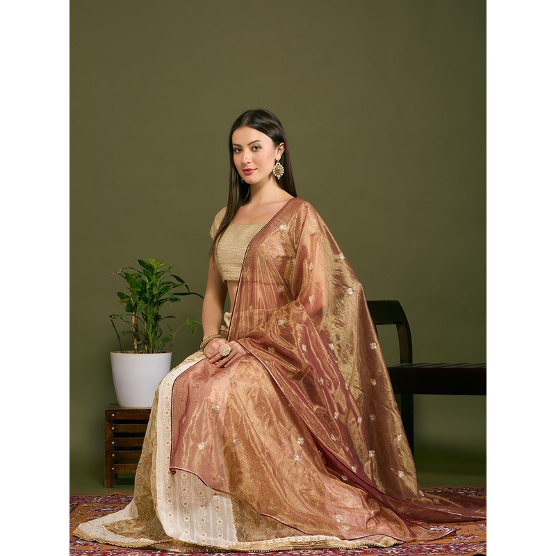 Dupatta Bazaar Floral Embroidered Sequinned Dupatta