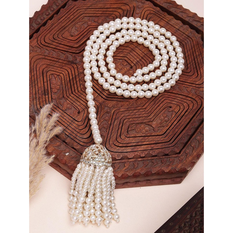 KARATCART Gold-Plated Kundan Studded Head Chains Head Jewellery