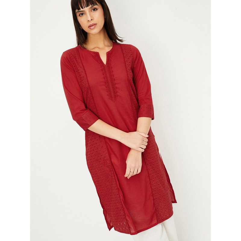 max Ethnic Motifs Embroidered Thread Work Kurta