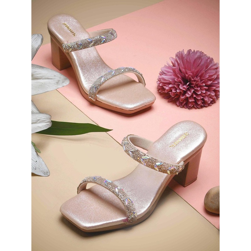 Anouk Women Embellished Block Heel Sandals with Western – Embellished