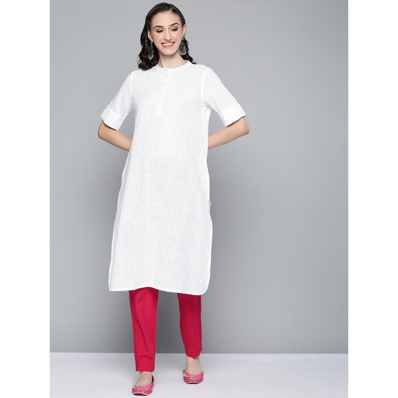 HERE&NOW Women White Pure Cotton Kurta