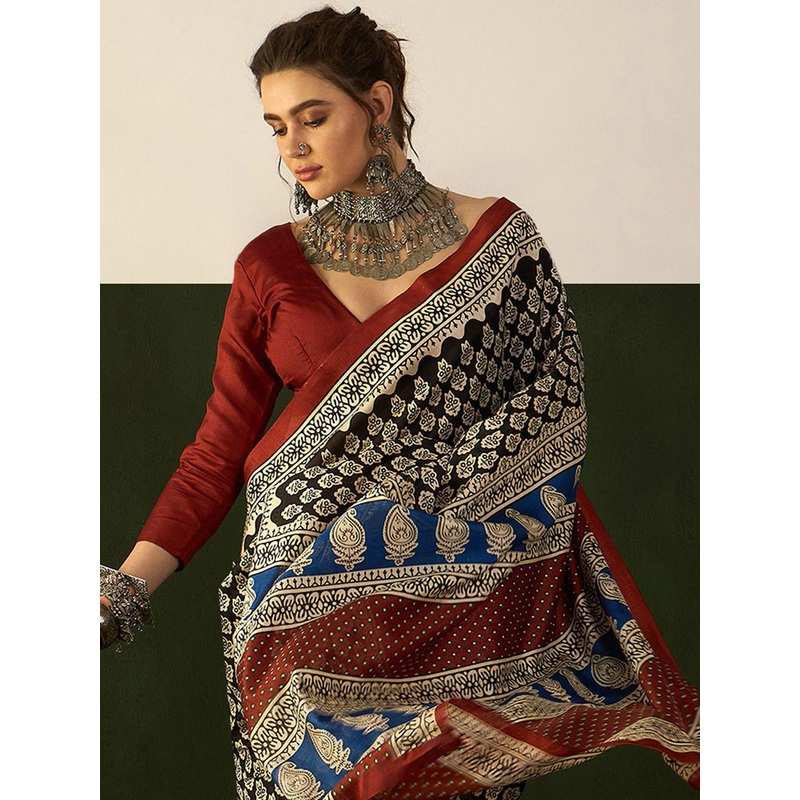 Sangria Dadu Printed Saree With Blouse Piece