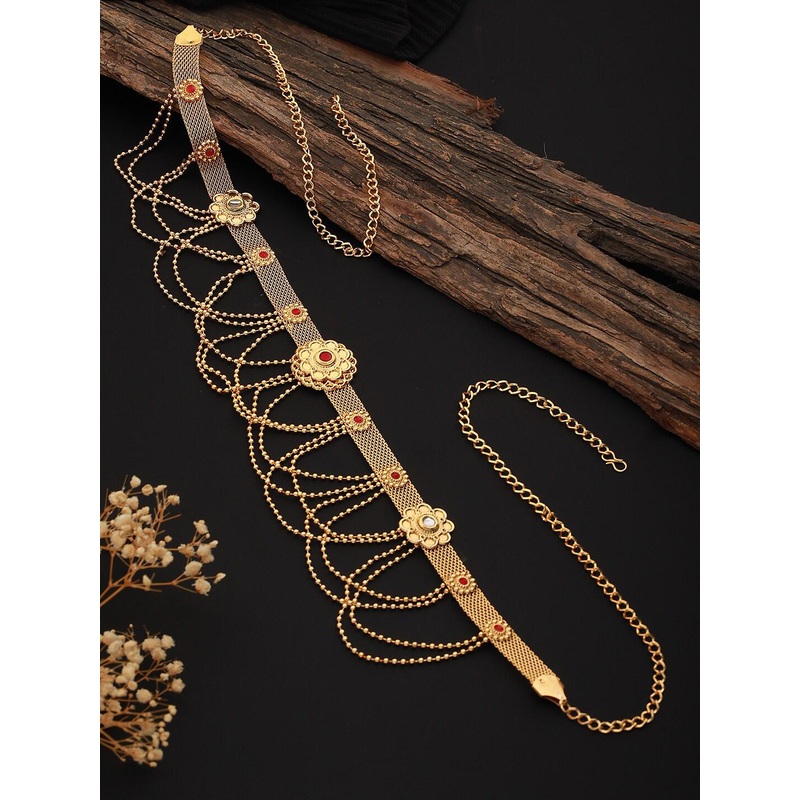 Saraf RS Jewellery Gold-Plated CZ Studded Waistchain