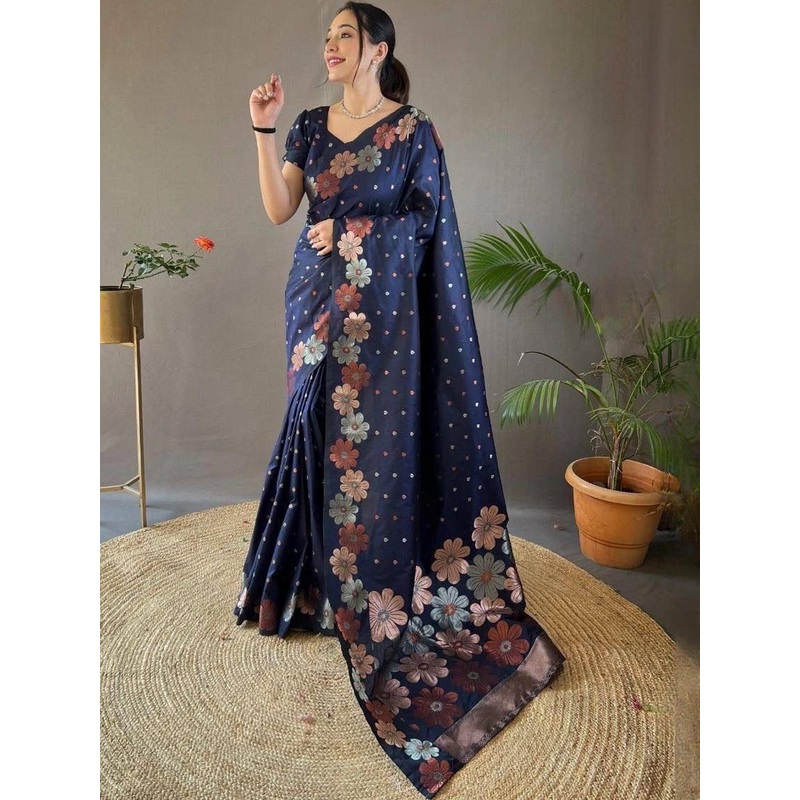 YAMUNE Floral Zari Art Silk Designer Banarasi Saree