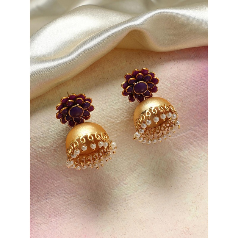 Anouk Gold-Toned Gold-Plated Dome Shaped Jhumkas