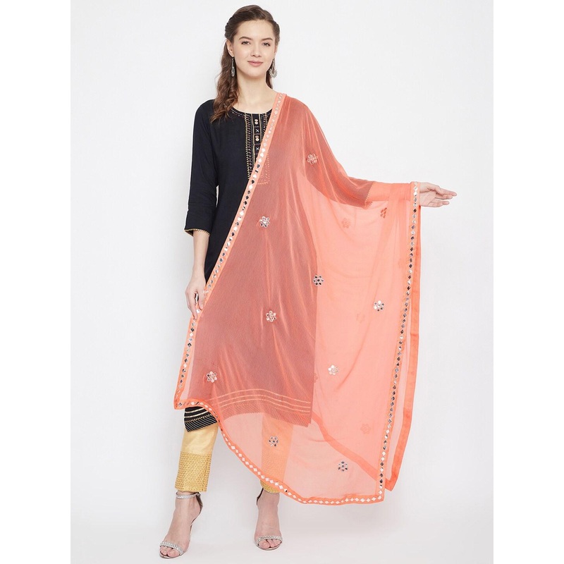 Clora Creation Embroidered Dupatta with Mirror Work