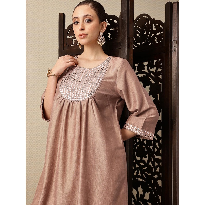 House of Pataudi Mirror Work Embroidered A-Line Jashn Kurta