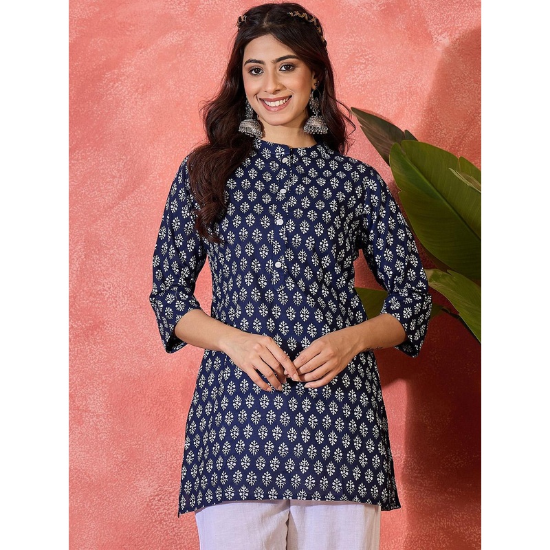 Sangria Block Printed Pure Cotton Straight Kurti