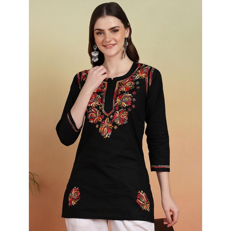 VAHSON Women Ethnic Motifs Embroidered Chikankari Kurti