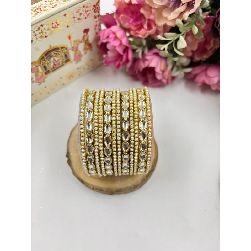 Wedding Chuda by Hitesh Bangles Set Of 12 Stones-Studded Bangles