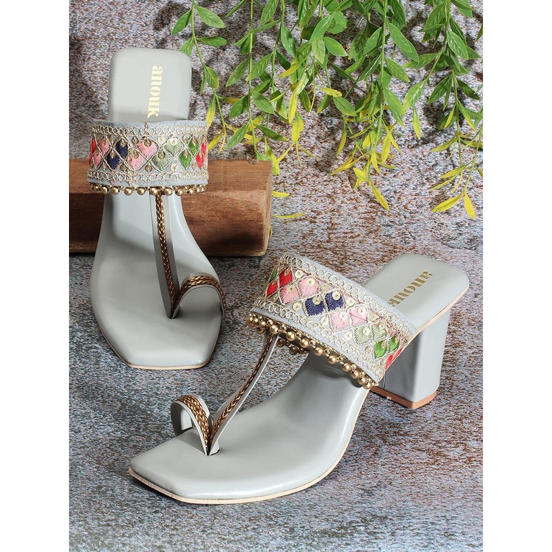 Anouk Ethnic Embellished One Toe Block Heels