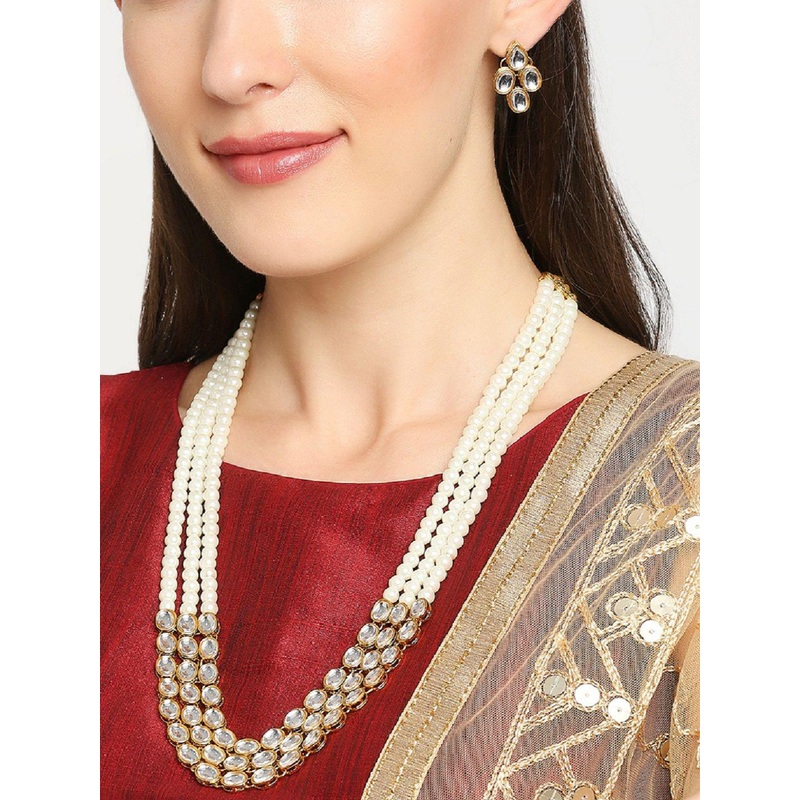 fabula Kundan Stone-Studded & Pearls Beaded Layered Jewellery Set