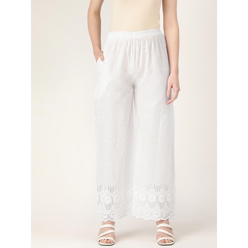 FERANOID Women Embroidered Ethnic Palazzos