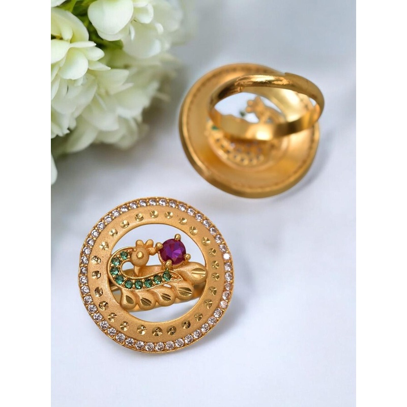 MEIRA JEWELLERY Gold-Plated American Diamond Studded Finger Ring