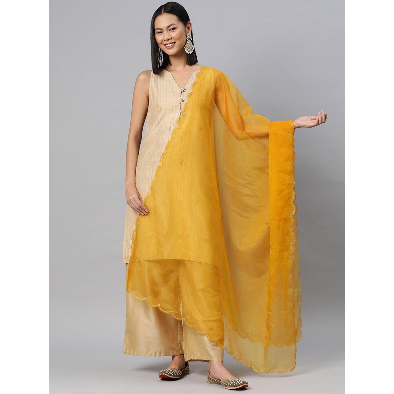 SWI Stylish Floral Embroidered Organza Dupatta