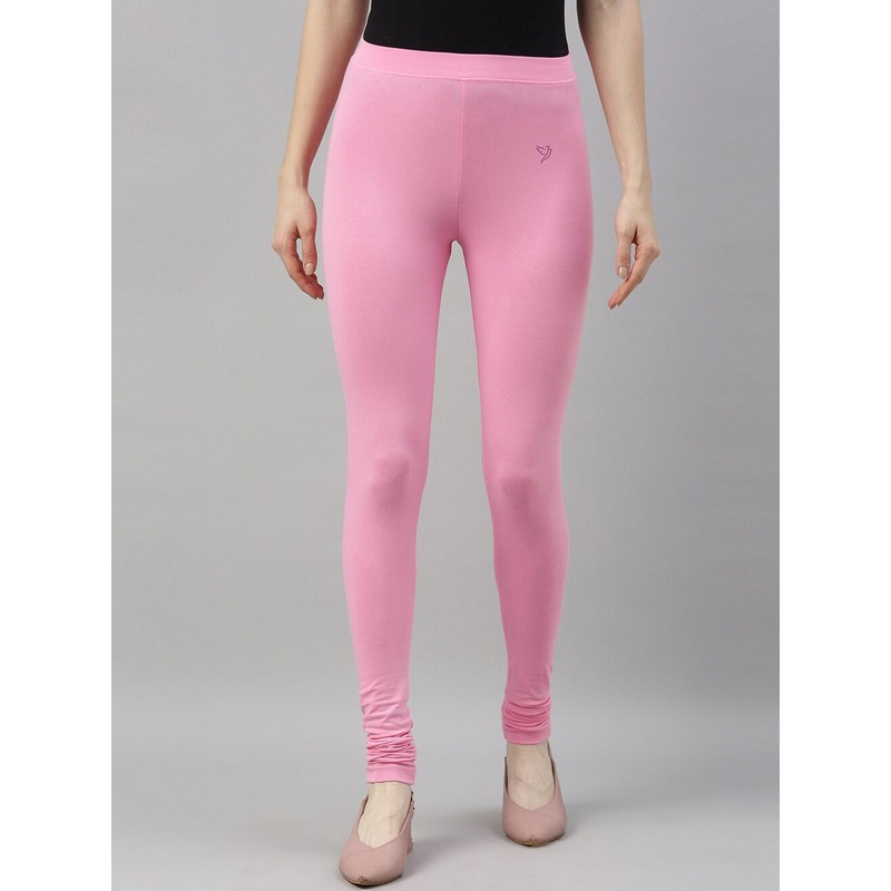 TWIN BIRDS Women Pink Solid Churidar-Length Leggings