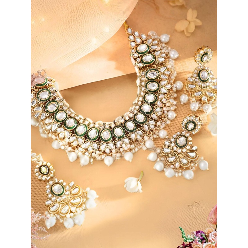 Anouk 22K Gold-Plated Kundan & Pearl Beaded Jewellery Set