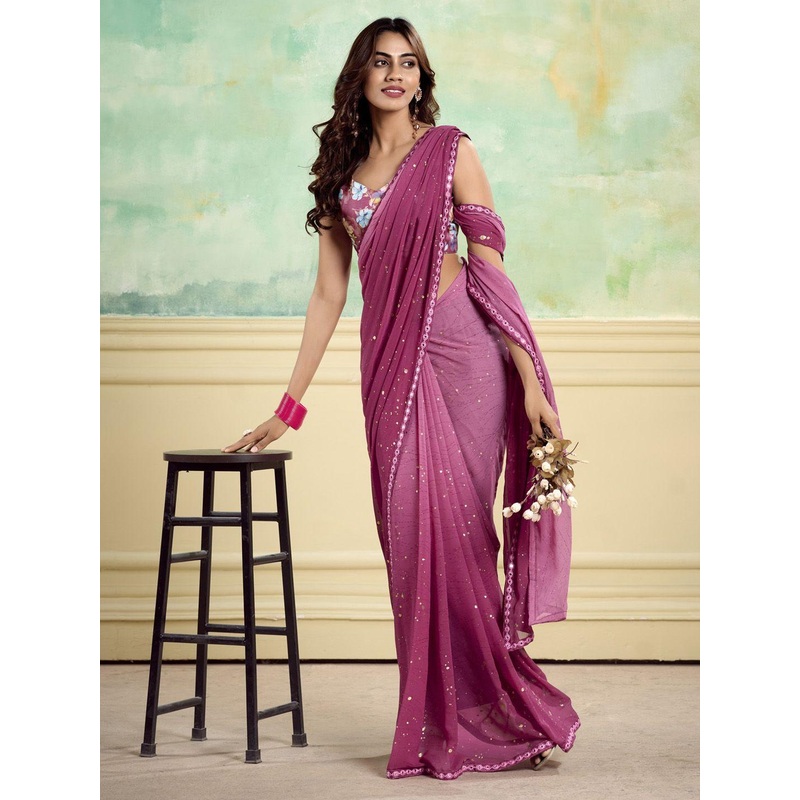 Anouk Abstract Printed Mirror Work Saree