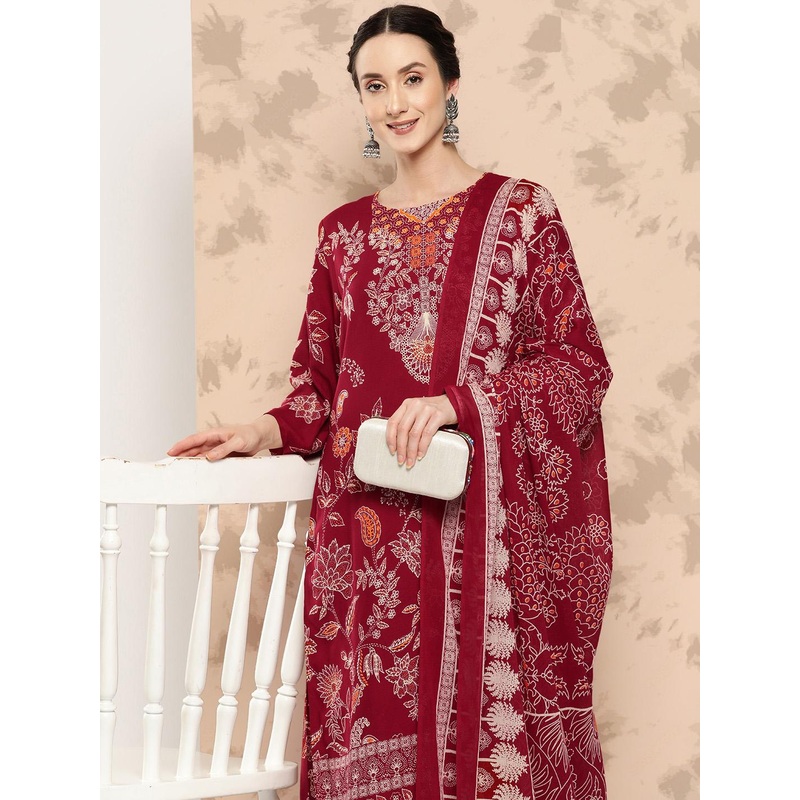 Anouk Ethnic Motifs Printed Kurta with Trousers & Dupatta
