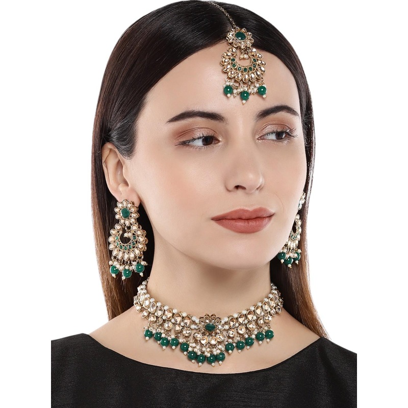 Anouk Gold-Plated Stone Studded & Beaded Choker Jewellery Set
