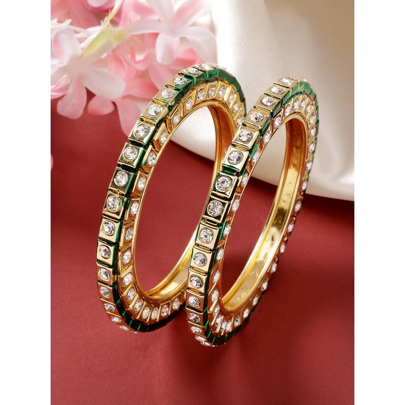 Anouk Women Set Of 2 Gold-Plated Kundan-Studded Bangles