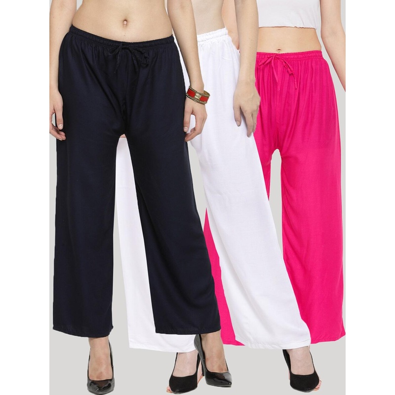 Clora Creation Women Pack of 3 Knitted Palazzos
