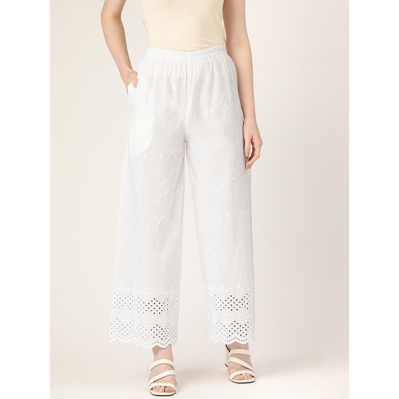 FERANOID Women Floral Embroidered Ethnic Palazzos