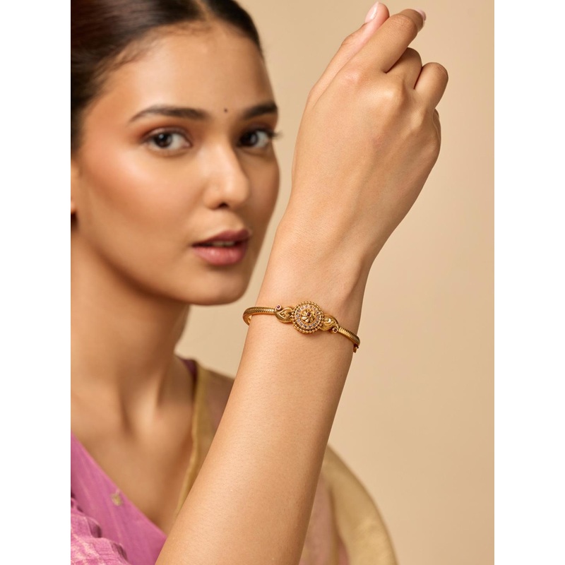 Kushal’s Fashion Jewellery Gold-Plated Stone Studded Bangle