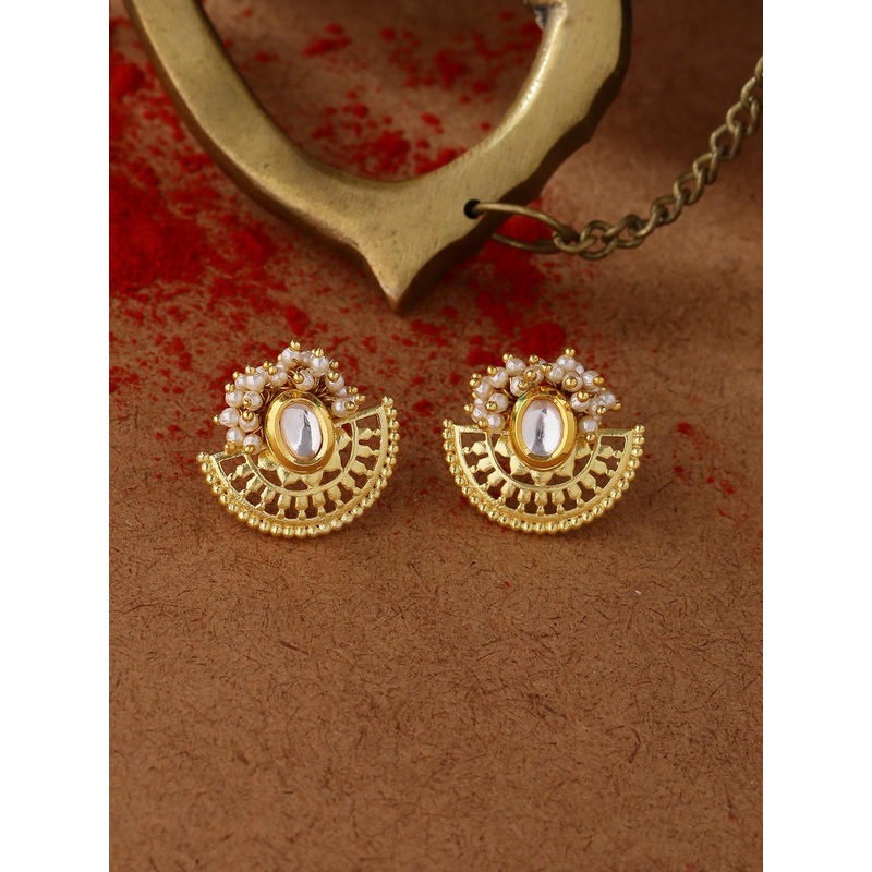 Voylla Gold-Toned Crescent Shaped Studs