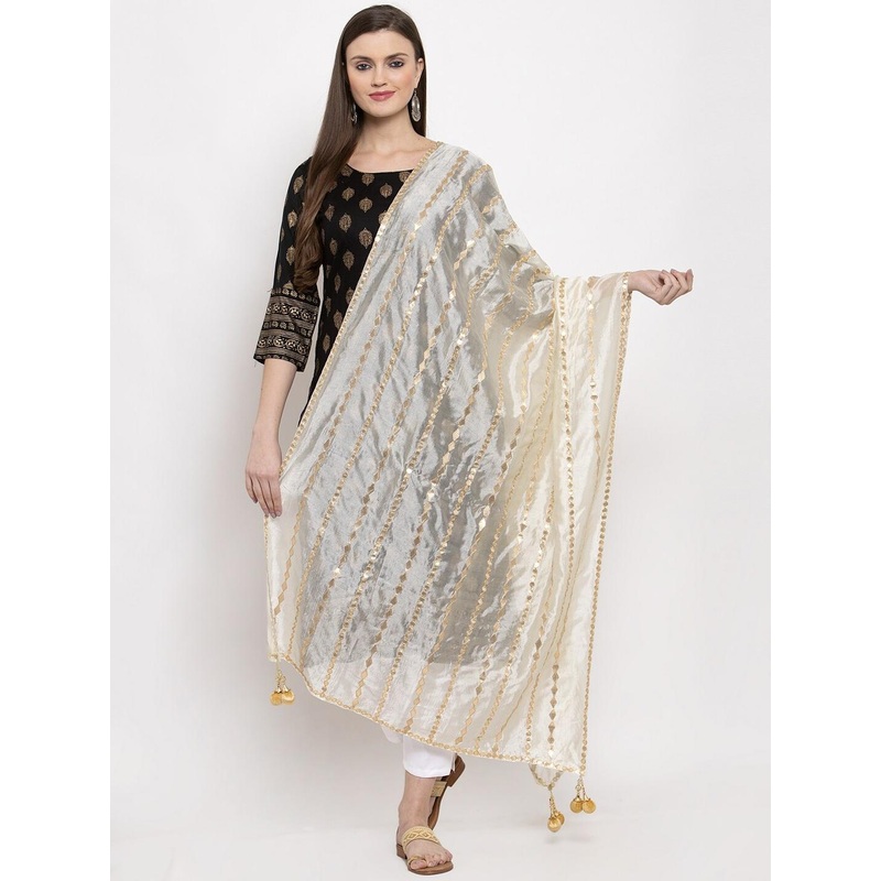 Clora Creation Off-White Striped Dupatta