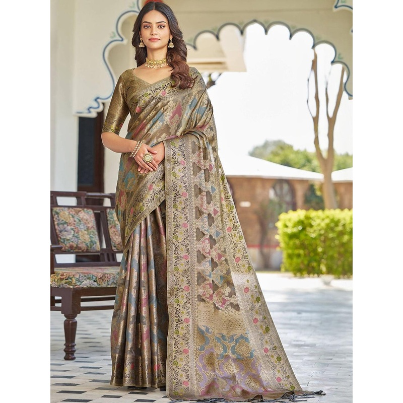 HERE&NOW Woven Design Zari Handloom Saree