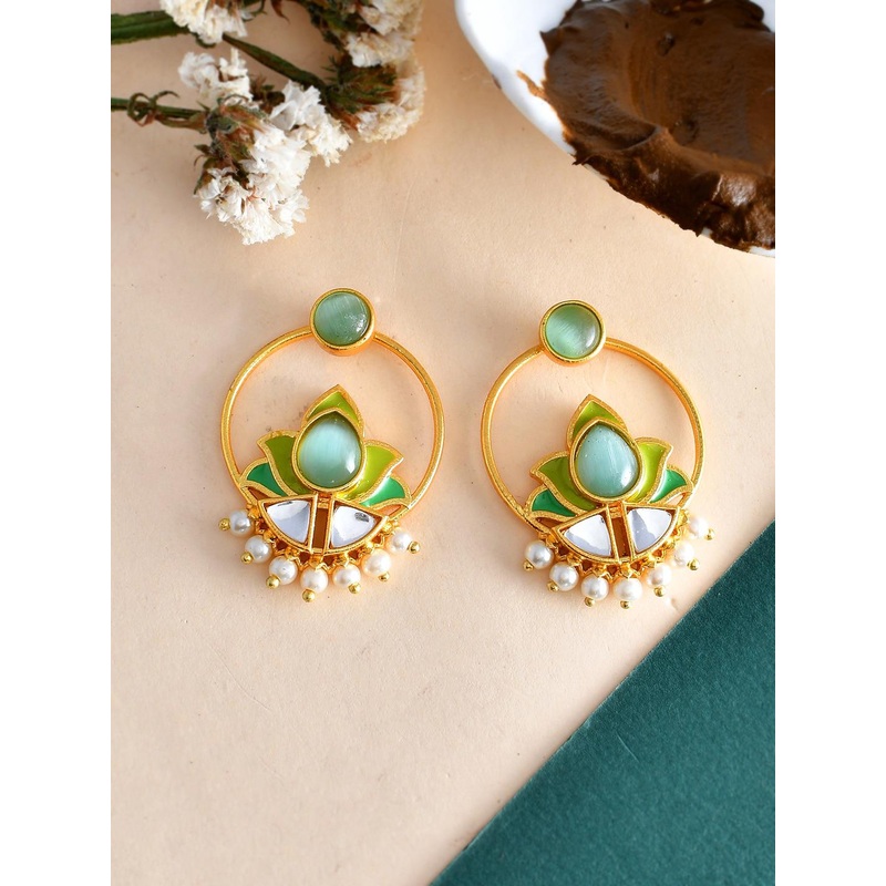 Voylla Gold-Plated Contemporary Stud Earrings