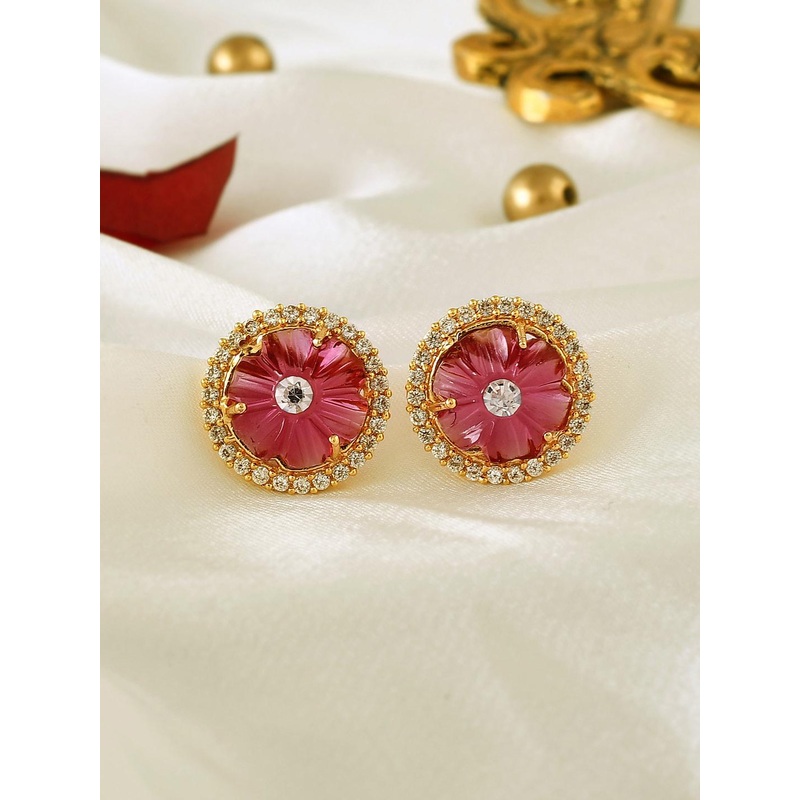 Voylla Gold-Plated Kundan Studded Studs Earrings