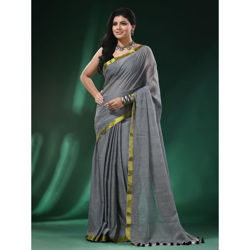 WoodenTant Zari Pure Cotton Taant Saree
