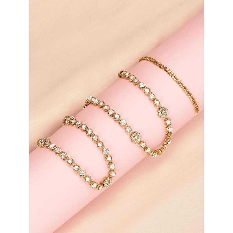 Peora 18K Gold Plated White Kundan Studded Embellished Kamarbandh