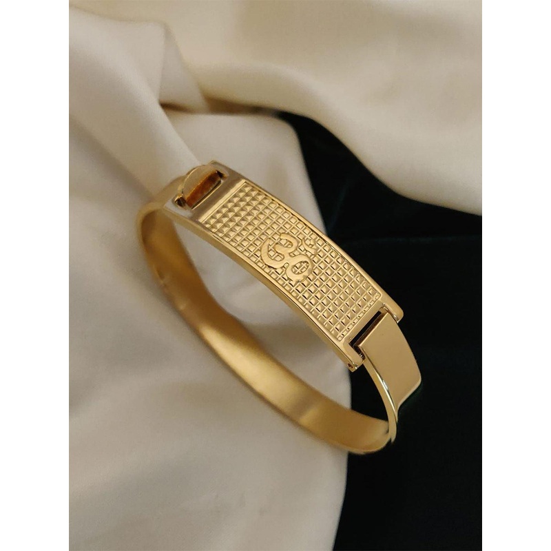 WATCHSTAR Unisex Gold-Plated Stainless Steel Enamelled Kada Bracelet