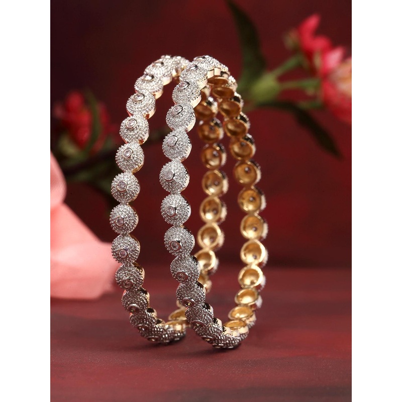 ZENEME Set Of 2 24 CT Gold-Plated Bangles