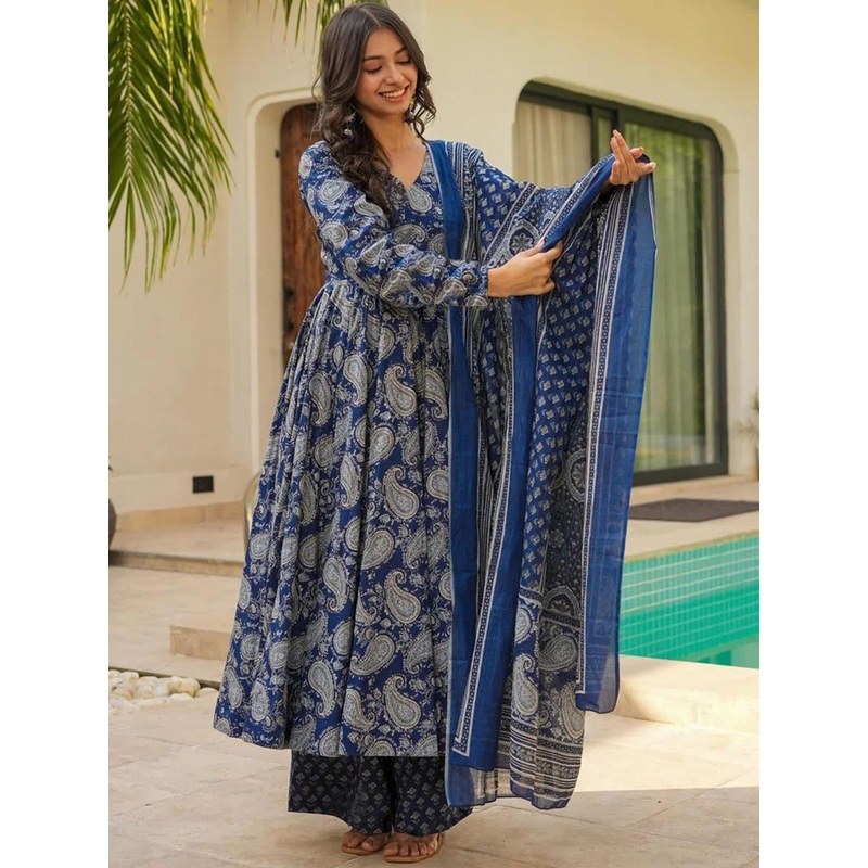 BAESD Women Paisley Printed Anarkali Kurta with Palazzos & Dupatta