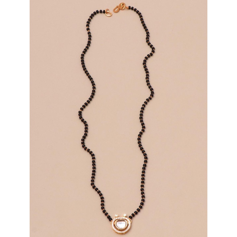 BELWICK Gold Plated Artificial Stones Studded & Beaded Mangalsutra