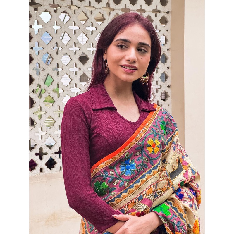 Bindigasm’s Advi Collar Readymade Saree Blouse