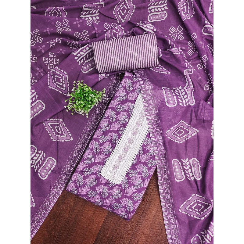 HERE&NOW Embroidered Sequinned Pure Cotton Unstitched Dress Material