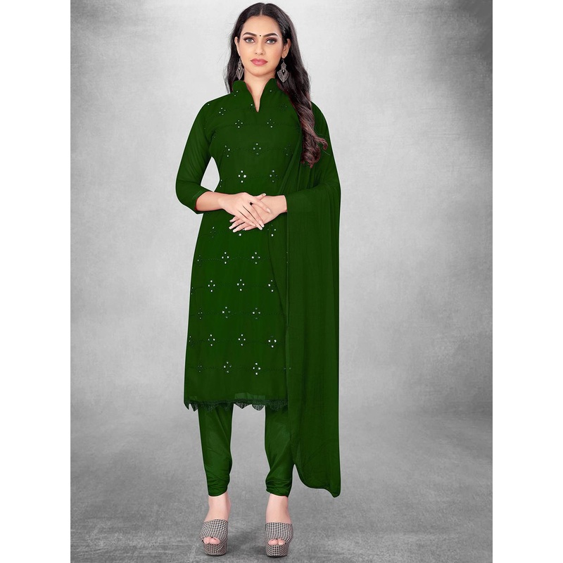 HERE&NOW Embroidered Silk Georgette Unstitched Dress Material