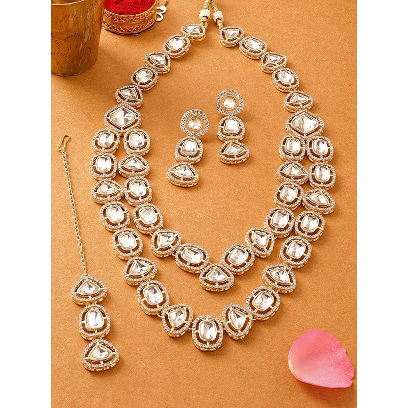 Zaveri Pearls Gold-Plated Stones  Studded Jewellery Set