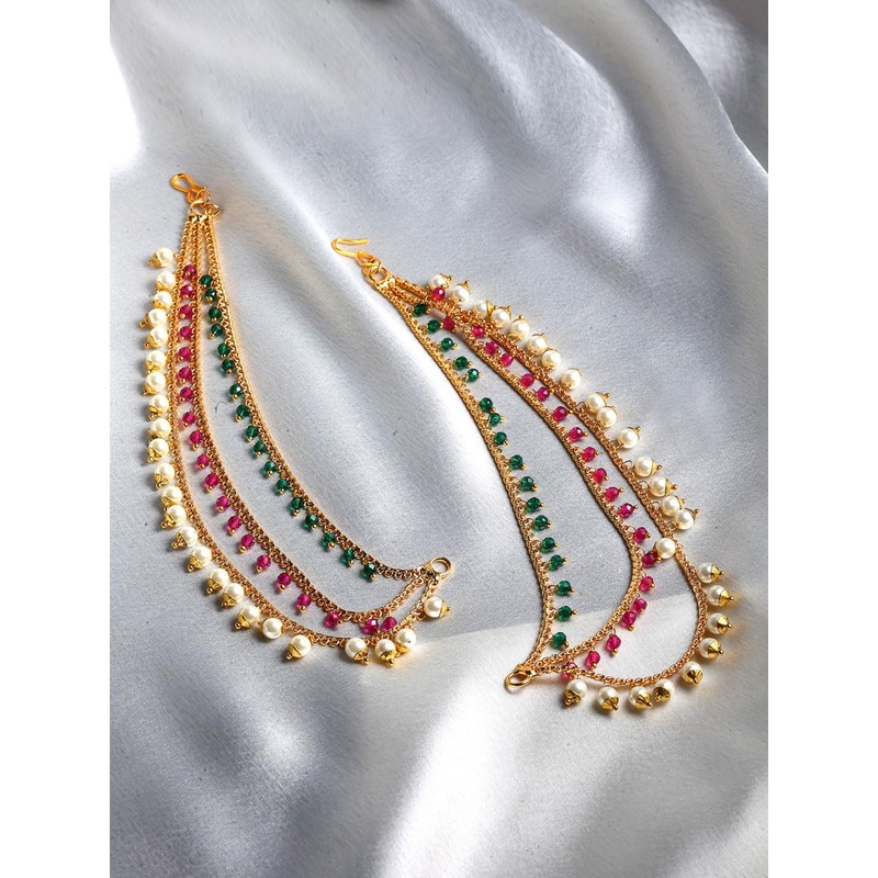 ZENEME Gold Plated Classic Layered Beads Earcuff