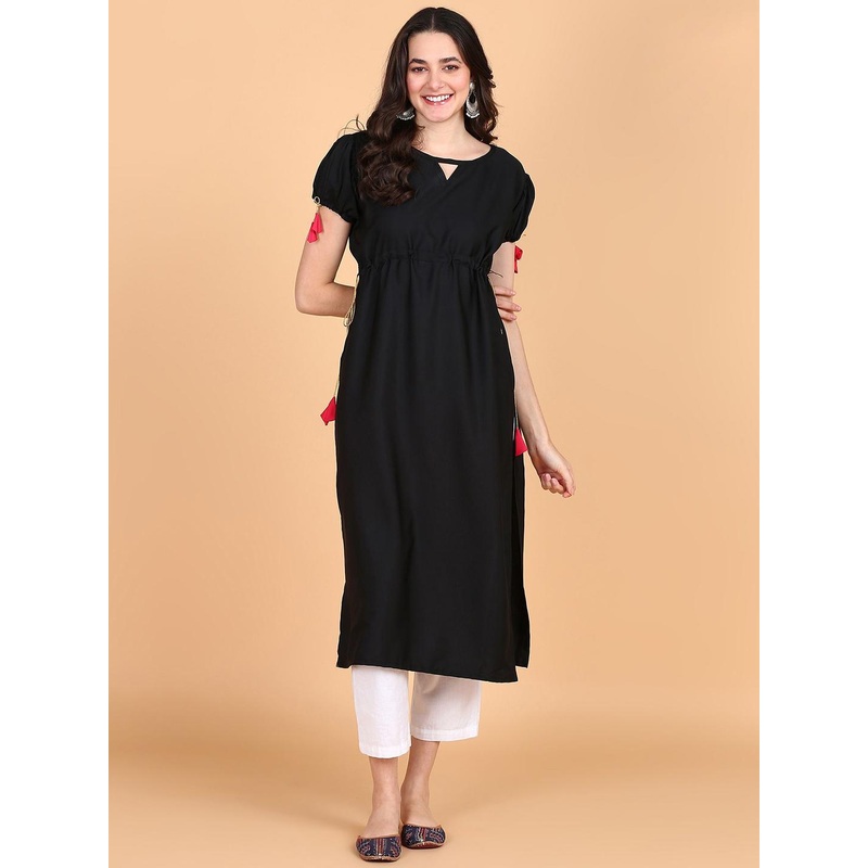 Aiza Collection Keyhole Neck Short Sleeves A-Line Kurta